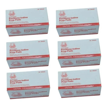 

600 Pcs Portable Povidone-Iodine Prep Pad Sealed Disposable Wound Disinfection Pad for Outdoor Travel Home