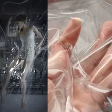 0.4mm0.5mmPVC ультра-прозрачная ТПУ ткань супер-перспективная одежда ветровка водонепроницаемая тонкая кристальная обернутая пластиковая ткань