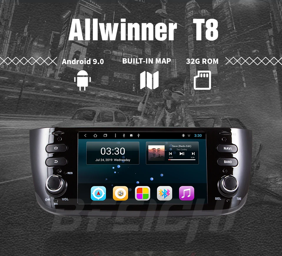 Bfeichi android 9,0 автомобильный dvd для Fiat/Linea/Punto 2012 2013 автомобильный мультимедийный плеер
