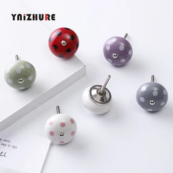 

40mm Color Polka Dot Furniture Handle Lovely Ceramic Drawer Cupboard Handle Knobs handle Door Cupboard Kitchen Hardware Handle