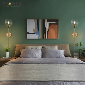 

Modern Glass E14 Wall Lamp Gold Led Wall Light Fixtures for Home Decor Bedroom Bathroom Mirror Lights Nordic Indoor Luminaire