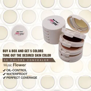 

Music Flower Brand 5 in 1 Concealer Contouring Makeup Palette Foundation Base Face Corrector Bronzer Contour Compact Powder