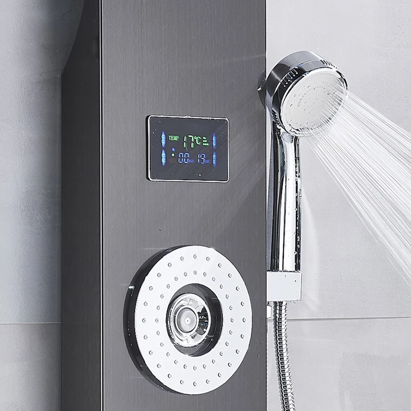 Description Picture 6 of itemBlack Bronze Falls Bathroom Shower Column Wall-mounted LED Shower Faucet With Display Stainless Steel Shower Panel