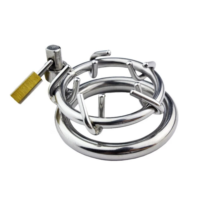 Stainless Steel Male Chastity Device Men Metal Cage Locking Belt