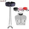 New Leather Choker Collar With Nipple Breast Clamp Clip Chain BDSM Bondage Gear Sex Toys For Women Sex Tools Couples Adult Games 1