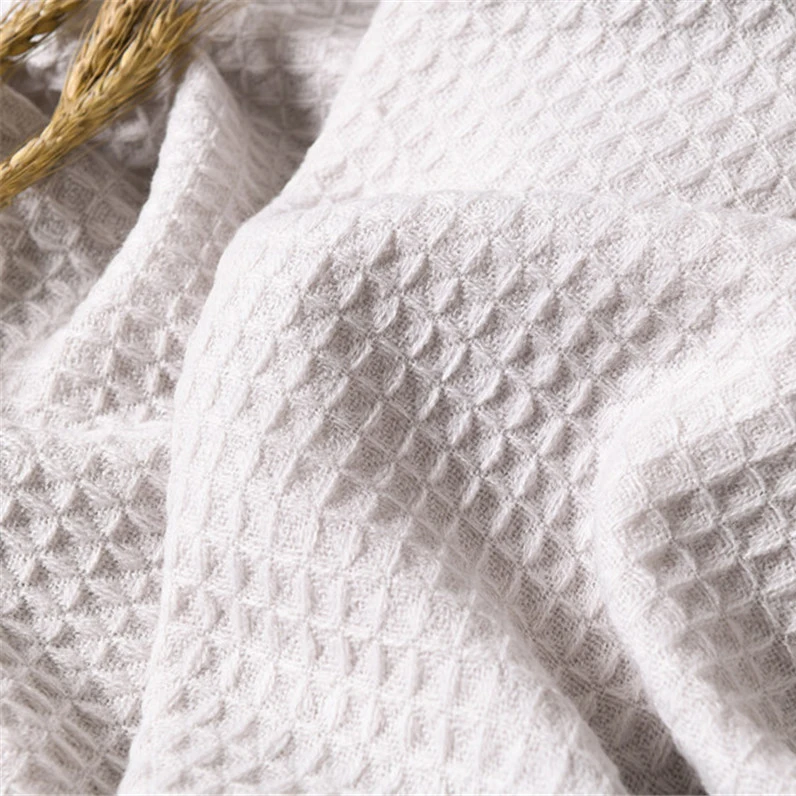 Вязаное шерстяное одеяло однотонное вафельное рельефное одеяло Скандинавское декоративное одеяло для дивана-кровати пляжное розовое одеяло