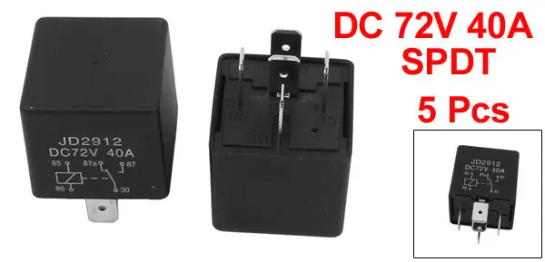 JD2912 DC 72V Coil 40A 5 Pins SPDT Vehicle Car Security Power Relay 5pcs