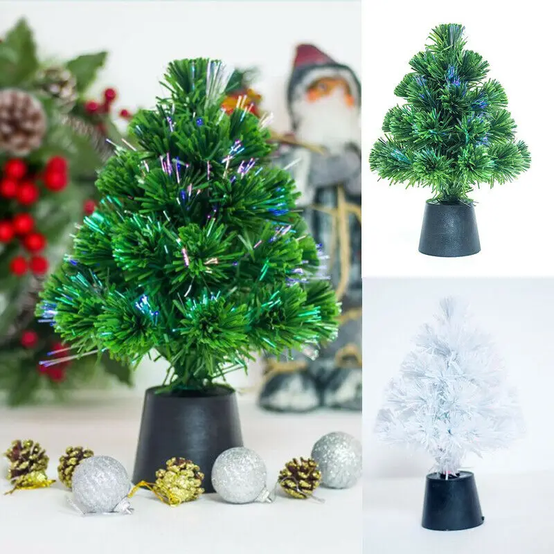 30*20cm Newly USB Fiber Mini Christmas Tree Desk Table Decor Festival Party Ornaments Xmas Gift