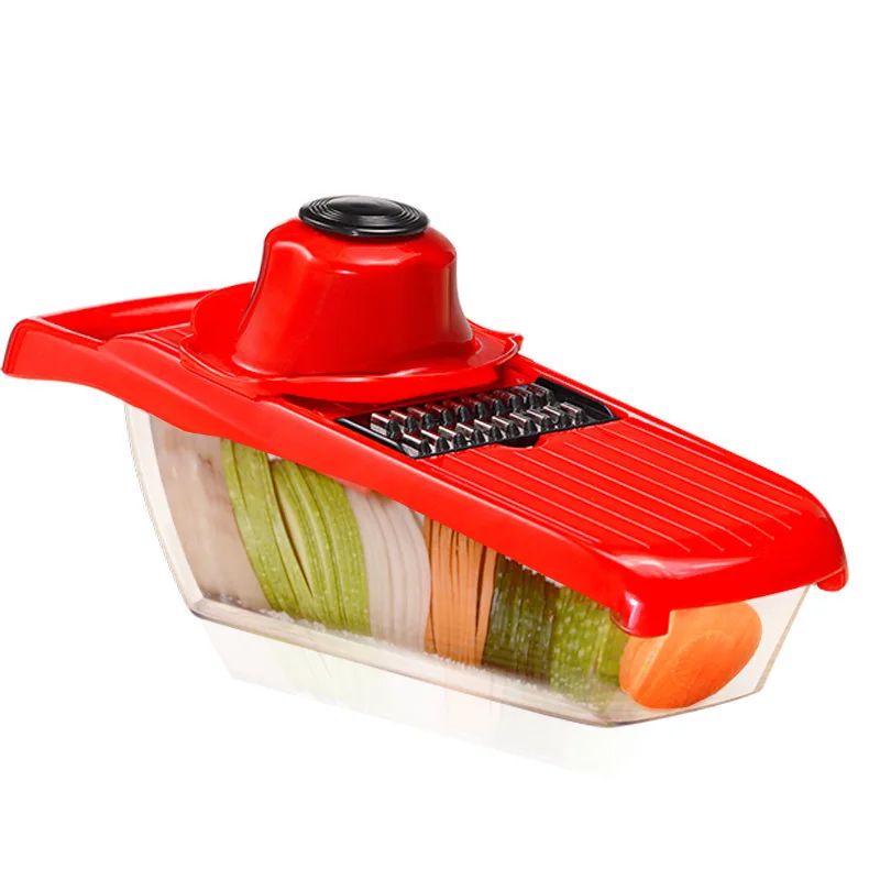 Cortador de verduras multifunción 6 en 1, mandolina, picadora de papas,  cortador de alimentos con recipiente de almacenamiento y pelador para  cebolla