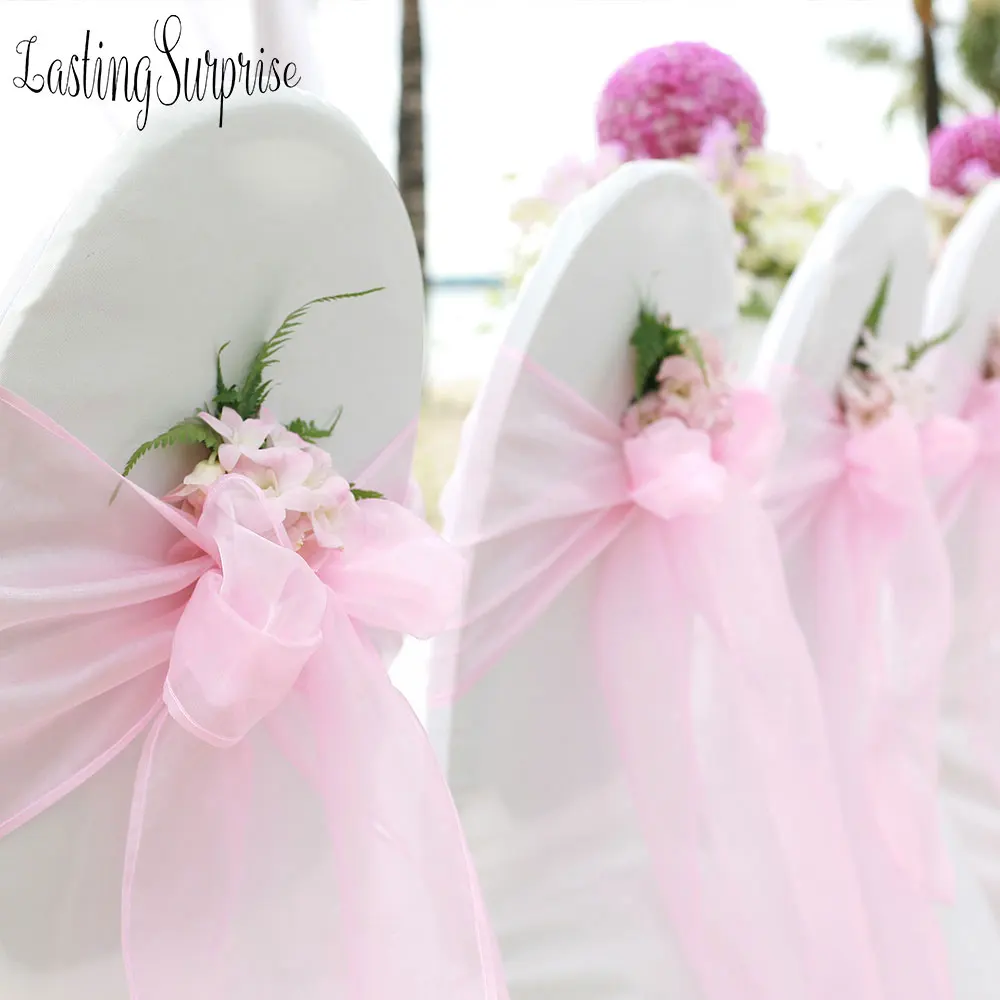 Одна прозрачная лента на стул из органзы с бантом для покрытия банкетного кресла