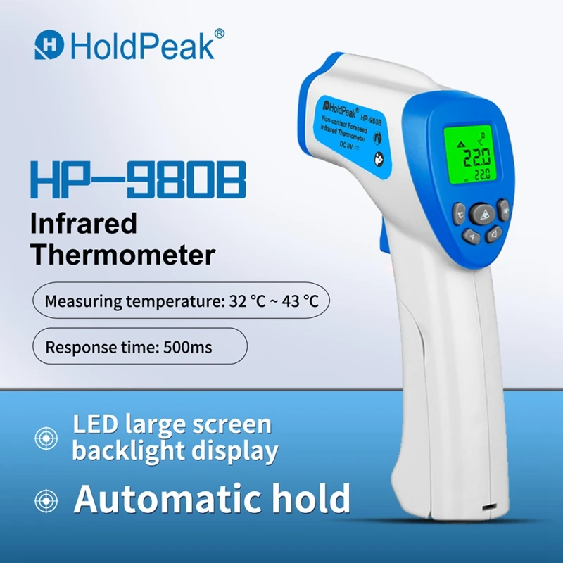 

Holdpeak HP-980B Household Body Infrared Thermometer Safe Professional Non Contact Baby Digital Thermometer Tester For Human