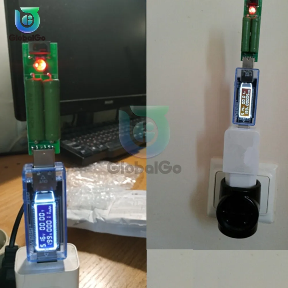 2X10 Вт USB мини разрядный интерфейс нагрузочный резистор с переключателем 1A 2A светодиодный аккумулятор Емкость напряжение сопротивление разряда тестер инструмент