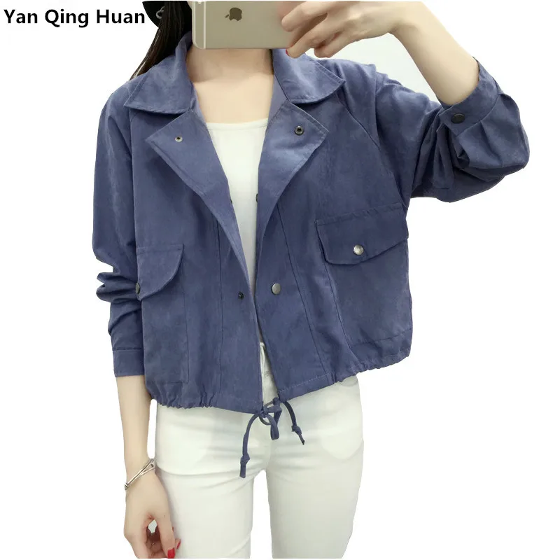 Best  new Brand YAN QING HUAN 2020 new loose pure white casual jacket nine points long sleeve pocket Hara