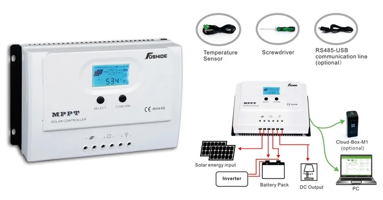 FSD-B-W White Color 15A MPPT Solar Charge Controller with APP/WiFi Monitoring