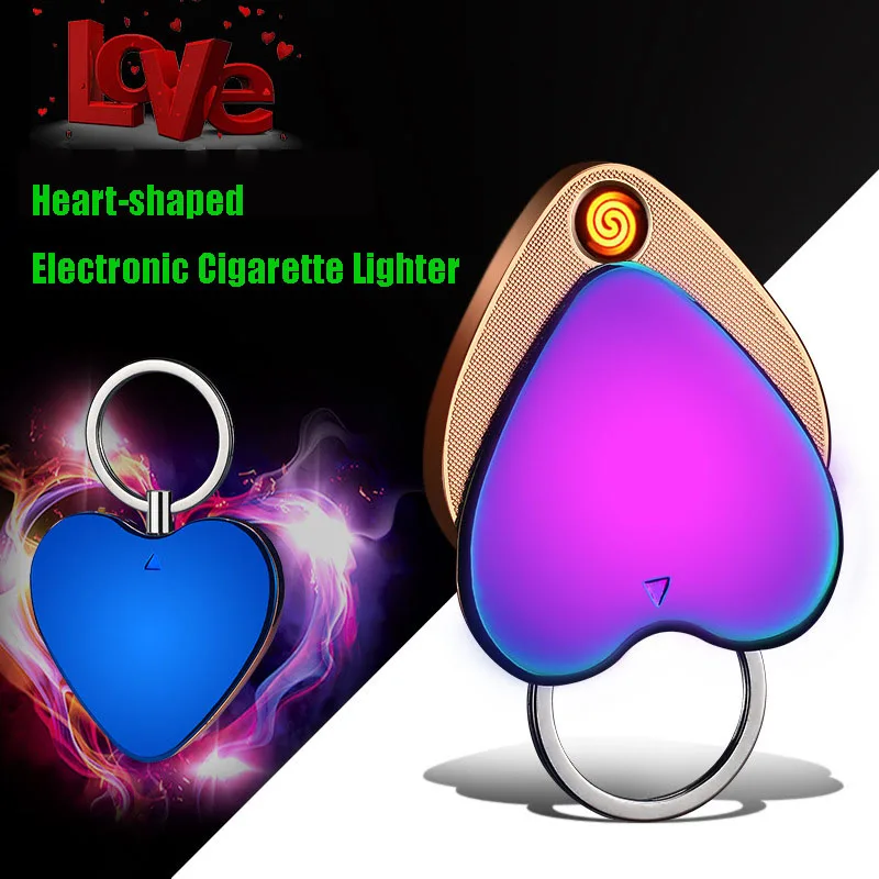 Подвеска в форме сердца, usb зарядка, Электронная зажигалка, оригинальные металлические зажигалки для сигарет, креативный подарок на заказ
