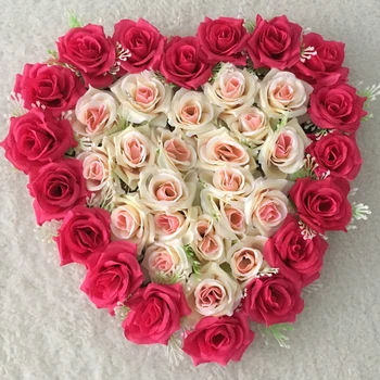 

New 40cm*40cm Lovely Heart Shape Rose Flowers for Wedding Car Wall Door Artificial Decorative Flowers Para Porta Multicolors