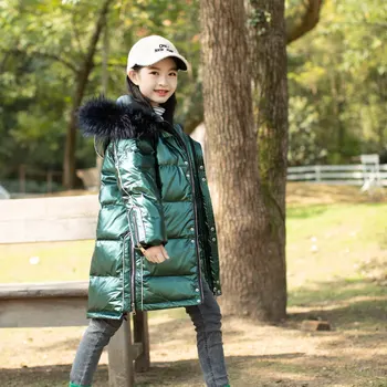 

2020 New Girls Winter Down Jacket Mid Length Korean Style Kids Parka Child Thick Warm Outerwear Coat For Girl 120-160 Snowsuit