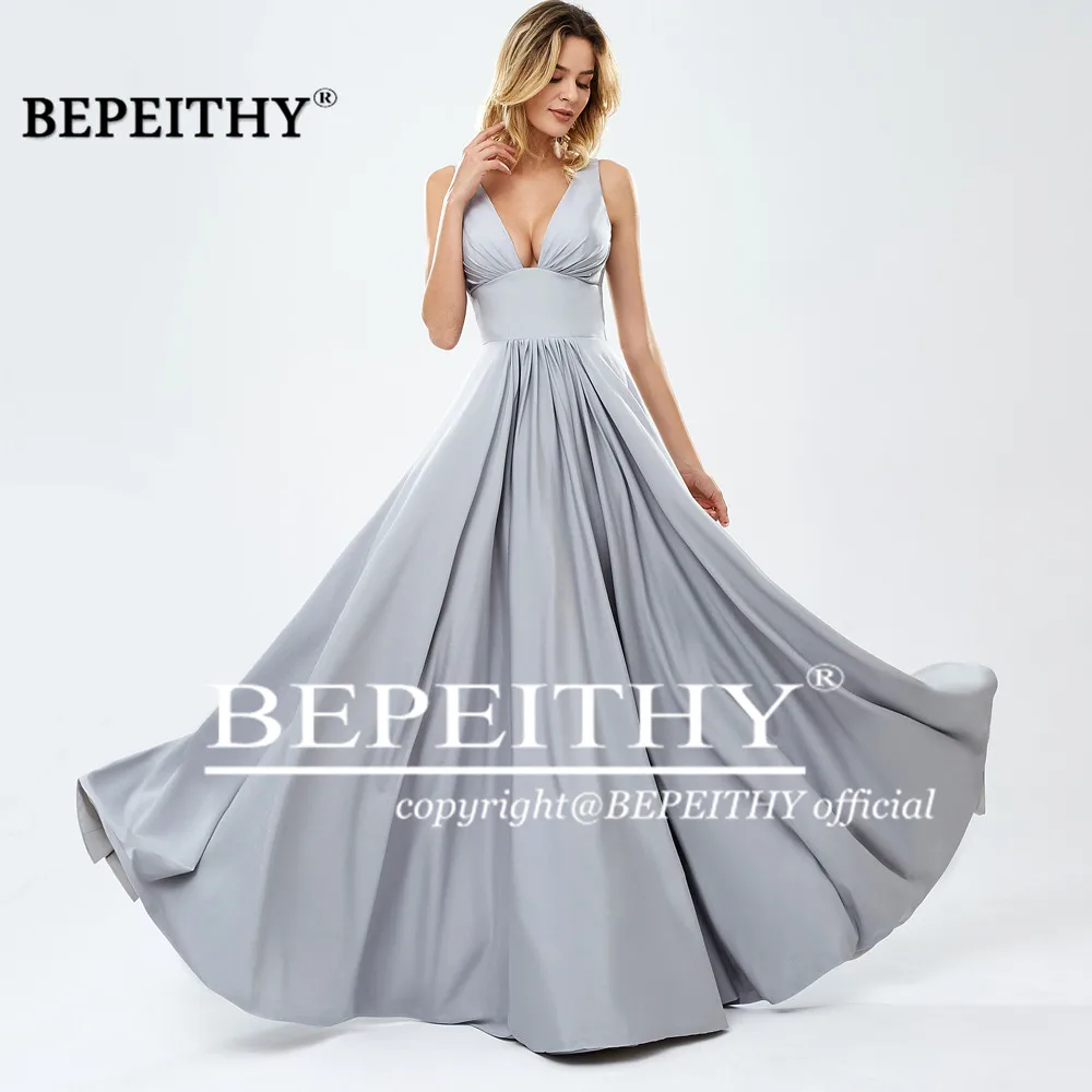 BEPEITHY глубокий v-образный вырез Длинные вечерние платья vestido de festa винтажное платье на выпускной, вечернее платье