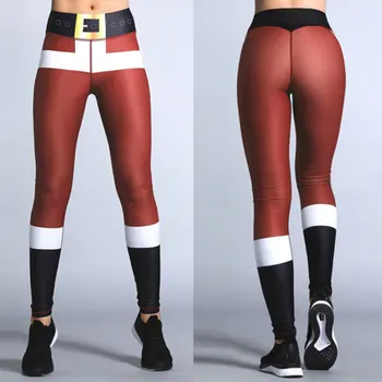 

Women Leggings Santa Claus Slim Fit Stretchy Fashion High Waist Casual Party Autumn Christmas Printed Push Up