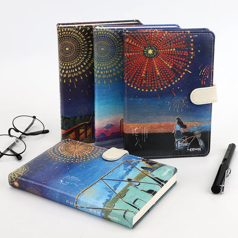 Fortune Stationery LEnWA Foam Spark Magnetic Snap This PU Cover Laptop A5 Creative Hand Account Book Wholesale