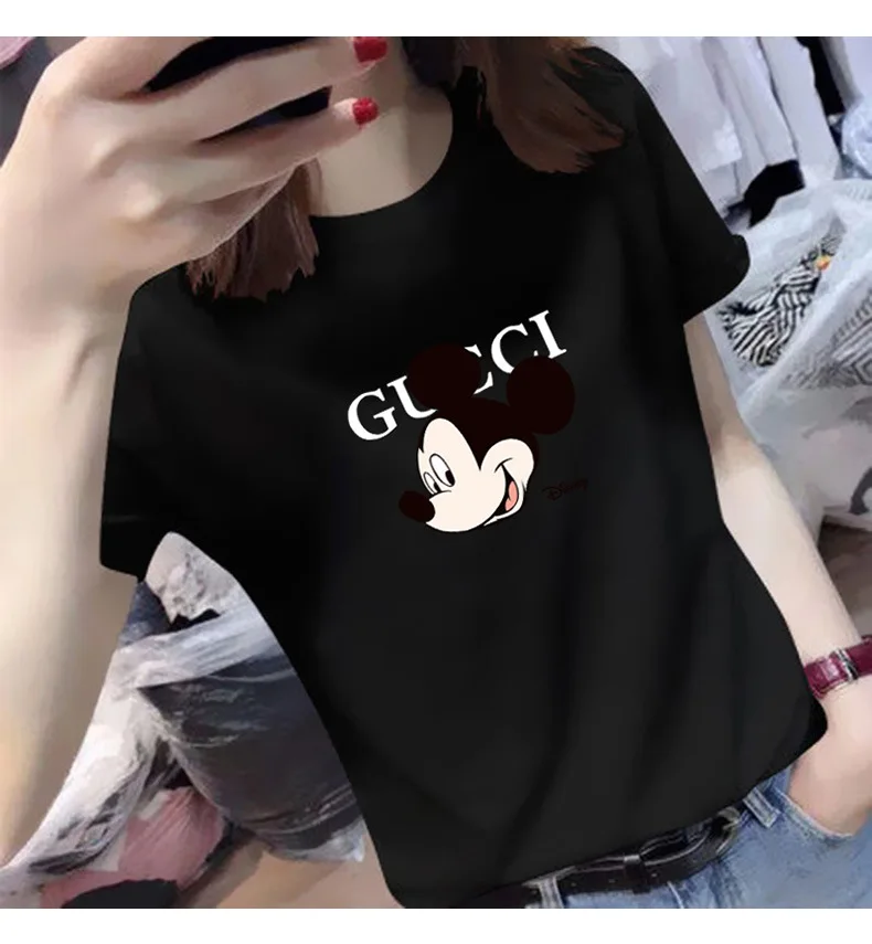 DISNEY women t-shirt Mickey short-sleeved T-shirt women's summer 2020 new slim body femme t-shirts Mickey Mouse top 6 color