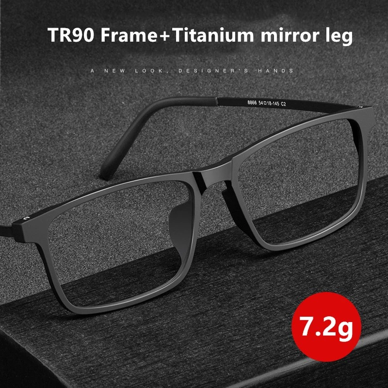 YIMARUILI Ultralight Pure Titanium Eyeglasses Frame Comfortable Square Big Face Fashion Optical Prescription Glasses Men Y8866 blue light reading glasses