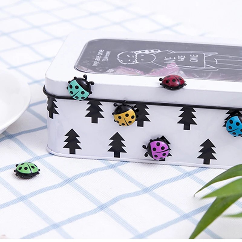 

6Pcs 3D Ladybug Fridge Magnets Home Decor Decorative Refrigerator Magnetic Sticker Room Decoration Message Paper Fixed Paste