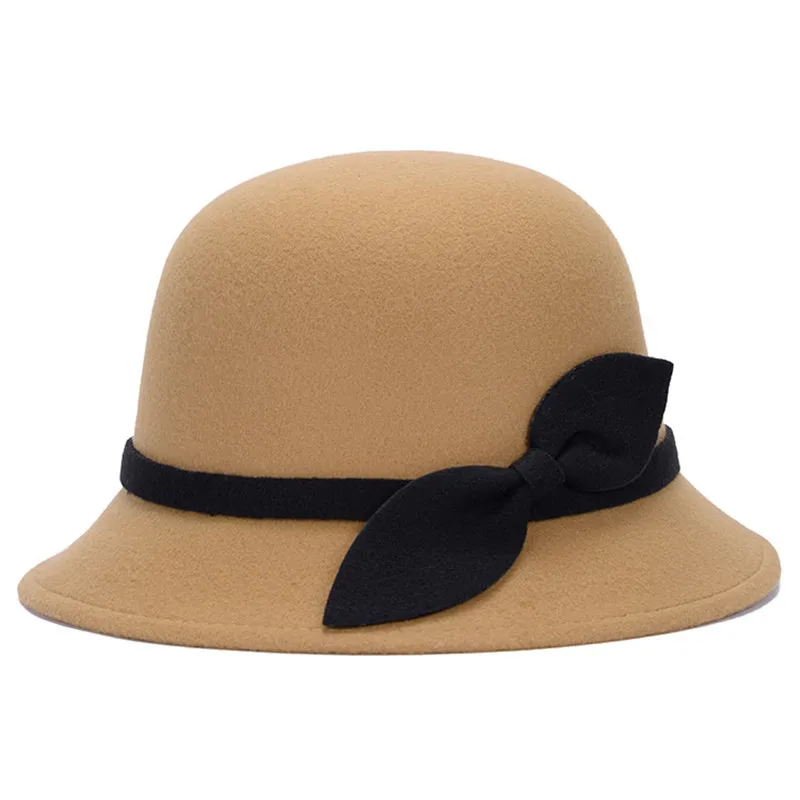Модная осенне-зимняя хлопковая полиэфирная теплая удобная женская шляпа-федора с бантом Fedora Шляпа Для женская шляпа ведро