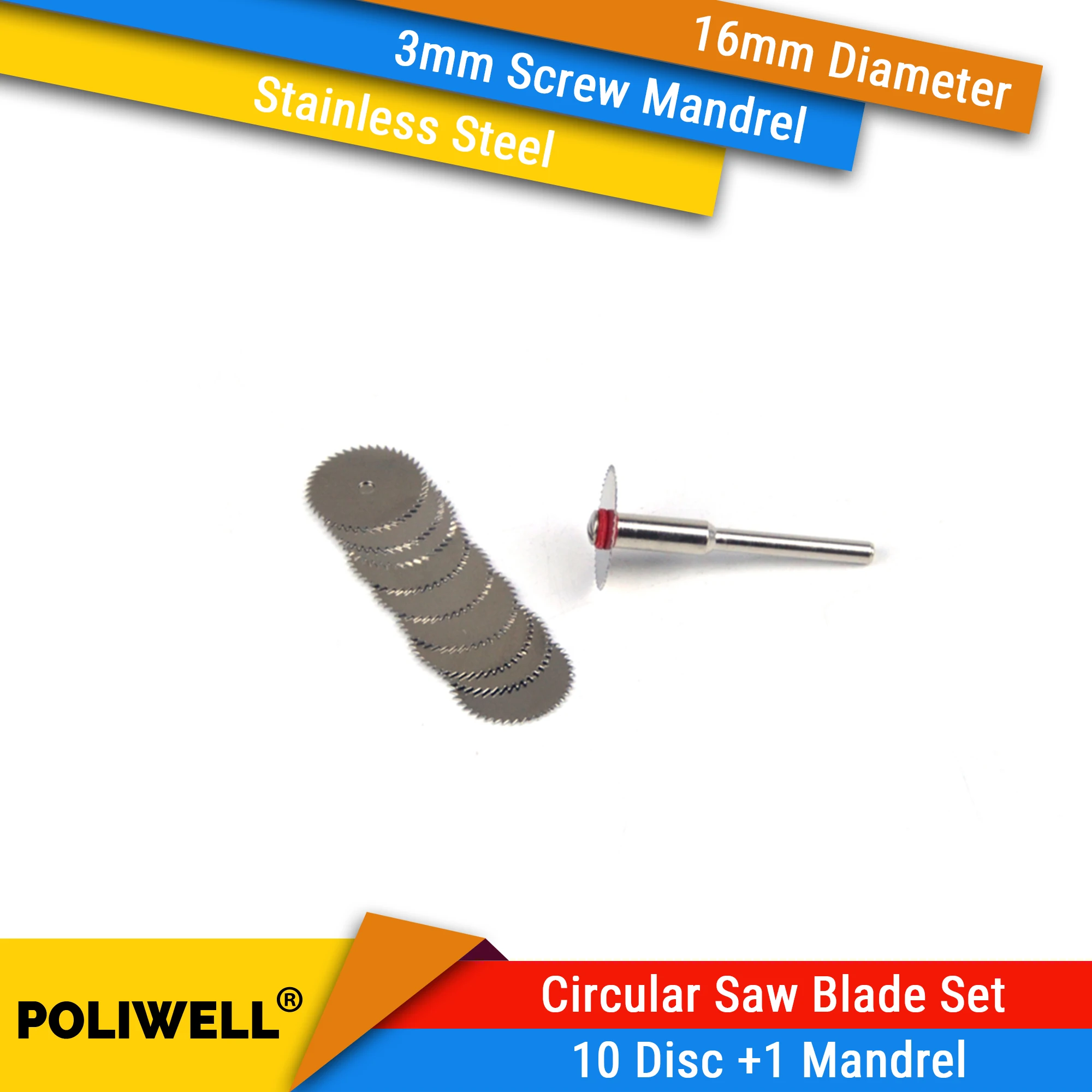 

10 Pcs Discs with 1Pc Shank Stainless Steel Cut Off Wheels 3mm Screw Mandrel Mini Circular Saw Blades for Soft Object Cutting