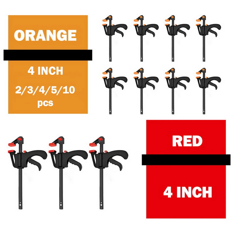 2/3/4/5/10Pcs 4 Inch Woodworking Work Bar F Clamp Clip Set Hard Quick Ratchet Release DIY Carpentry Hand Tool Tools | Инструменты