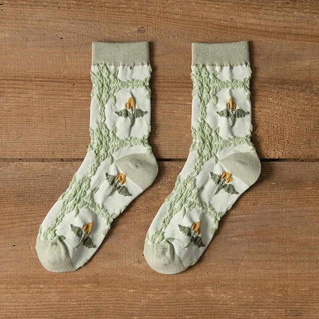 retro 3D relief socks women calcetines mujer harajuku meias korean style skarpetki damskie calcetas designer japan woman sock 1