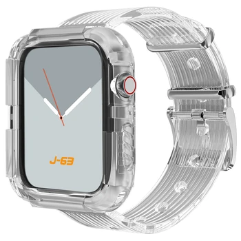 

Case+Strap for Apple Watch Band 44mm 40mm 42mm 38mm Soft Transparent Silicone belt correa Bracelet iWatch series 5 4 3 se 6 band