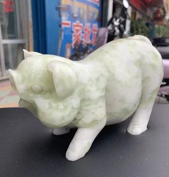 

Natural Xiuyan Jade Pig Pendant Fengshui Ornaments Charm Fashion Hand-Carved Office Town House Anti-evil Jewelry
