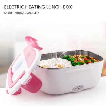 

Portable Electric Heating Lunch Box 220v Food-Grade Food Warmer Heater Rice Container 4 Buckles Stainless Steel Dinnerware Sets