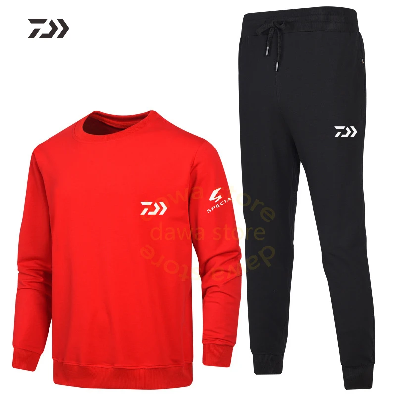 Мужская спортивная одежда Daiwa на осень и зиму, одежда для рыбалки с длинным рукавом, одноцветные штаны для рыбалки, спортивные штаны