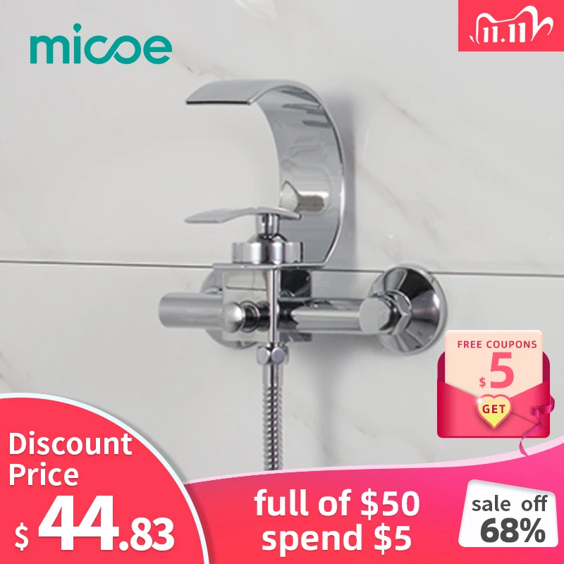 

Micoe New Bathtub Faucets Handle Bathroom Shower Set Bathroom Faucet waterfall spout cold and Hot Mixer Taps H-A305