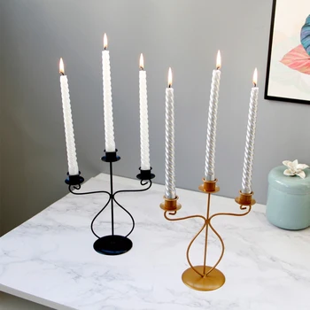 

Metal Candle Holder Vintage 3 Candle Holders for Wedding Props Candlelight Dinner Hotel Home Decoration