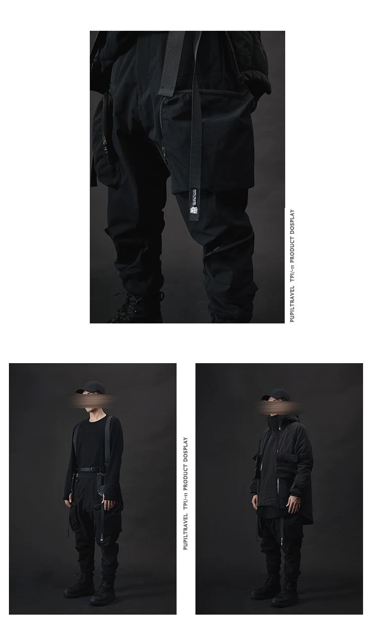 Pupil travel cargo pants with wide front pockets PT2004 techwear darkwear ninjawear