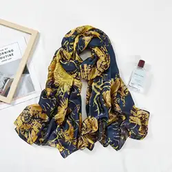 Роскошный искусственный шелк шарф женские мягкие шарфы Очаровательная качественная шаль печать хиджаб платок 180*90 см
