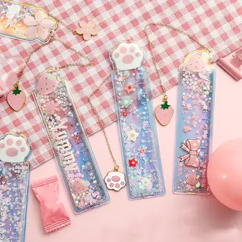 

Paw Rabbit Bowtie Bookmark Drawing Quicksand Ruler Students School Stationery Foldable design, easy to store and helpful easily.