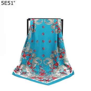 

Fashion Women soft satin brand scarf / Paisley red rose Printed quare silk scarves 100cm / Gifts Furoshiki Table Cloth