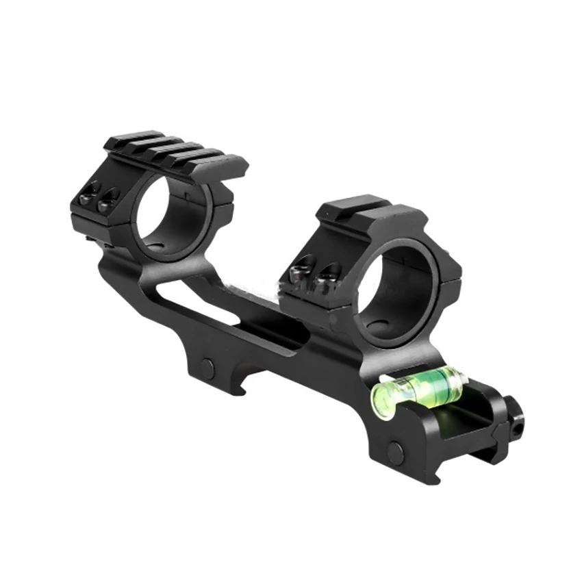 30mm Scope Dual Picatinny Rings with Bubble Level for Hunting Tactical Scopes Mount Flashlight Bracket Holder, Black