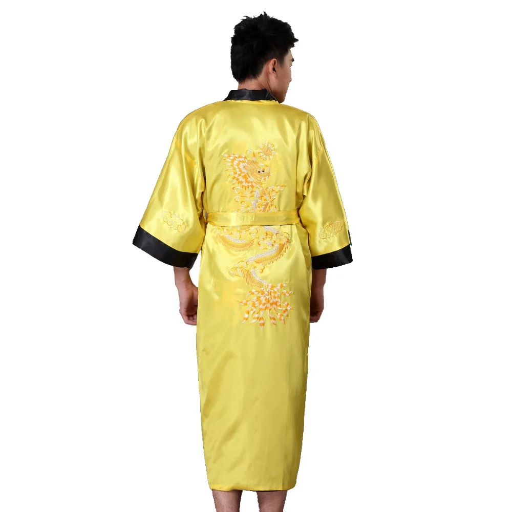 Reversible-Black-Yellow-Chinese-Men-s-Satin-Robe-Gown-Tradition-Embroider-Dragon-Sleepwear-Kimono-Bathrobe-S