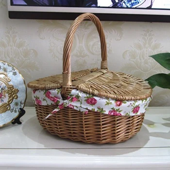 

Wicker Storage Basket Wicker Picnic Blue Dirty Clothes Storage Basket Wicker Picnic Basket with Lid Shopping Basket