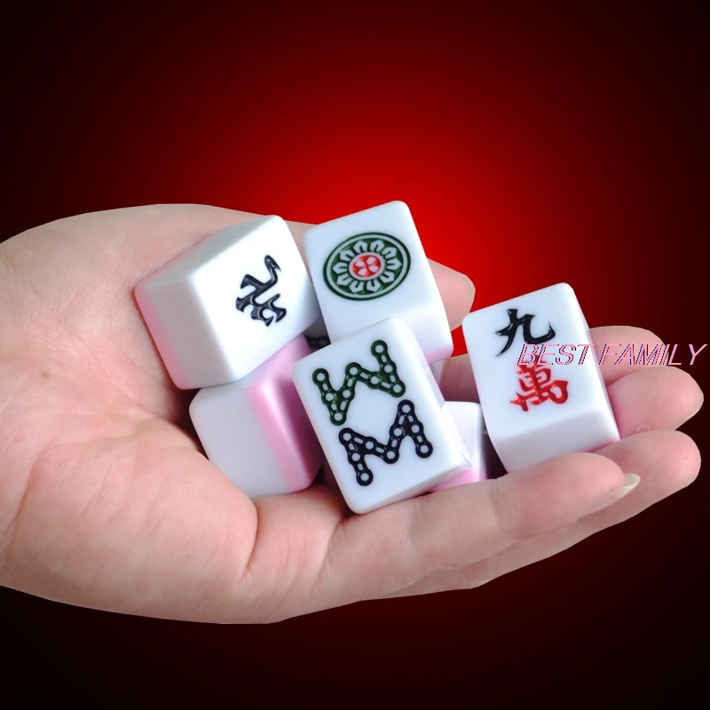 

Hot Portable Mini Chinese Mahjong Set 22*15mm Travel Mah-Jong bag map or table Board Game Indoor Entertainment Table Game P05