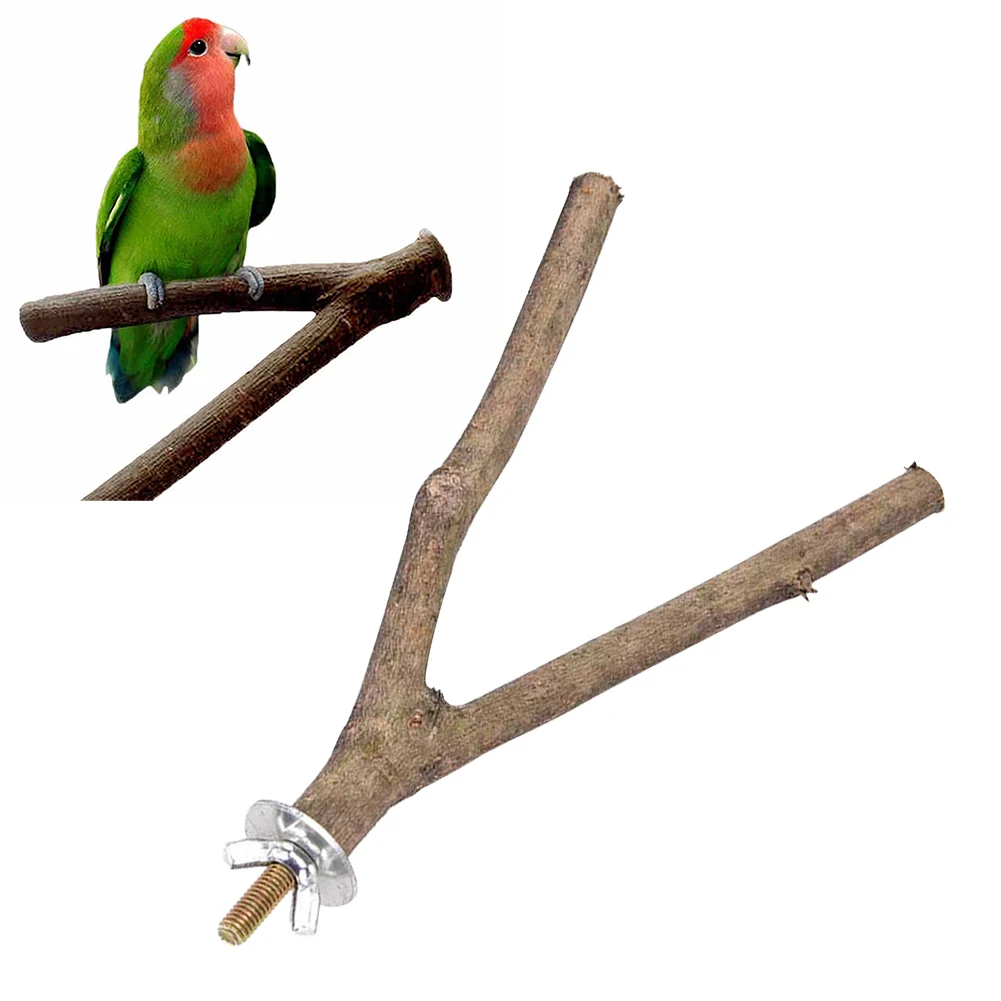 Pet Parrot Raw Wood Fork Stand Rack Toy Branch Perches For Bird Cage Chew toys For Pets Pc