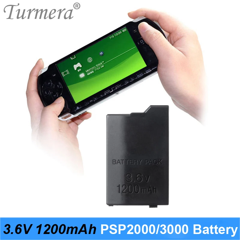 Turmera 1200mAh 3.6V Lithium Li-ion Rechargeable Battery Pack Replacement for PSP-2000 PSP-3000 in Series of 3001 3004 3008 2004 04