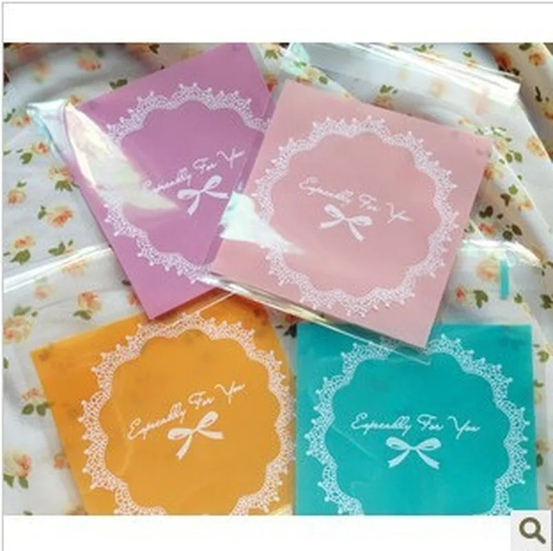 

100 Pcs Cute Bow Design Cake Gift Packages OPP Bags Plastic Candy Cookies Biscuits Bags Wedding Party Supplies