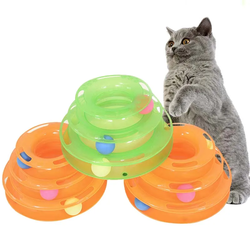 Pet Cat Toy Ball Pet Toy Cat Three-Layer Track Turntable Pet Supplies Intelligence Training Interactive Turntable With 3 Balls