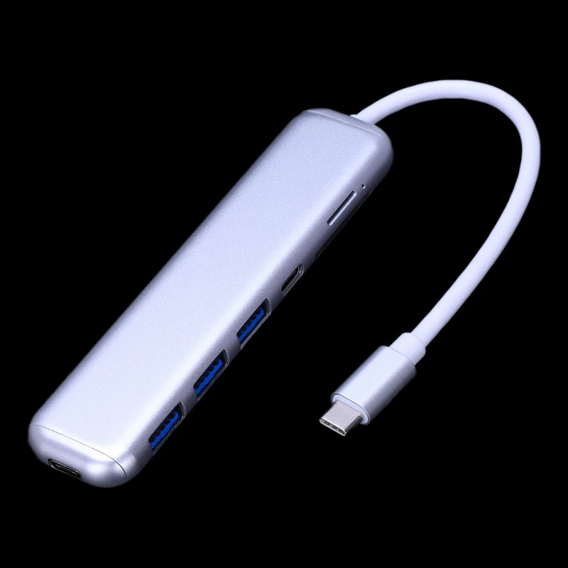 Портативный 7 в 1 тип-c Usb 3,0 алюминиевый сплав концентратор адаптер с Pd быстрое зарядное устройство Sd/Tf кард-ридер для ноутбука Macbook(серебро